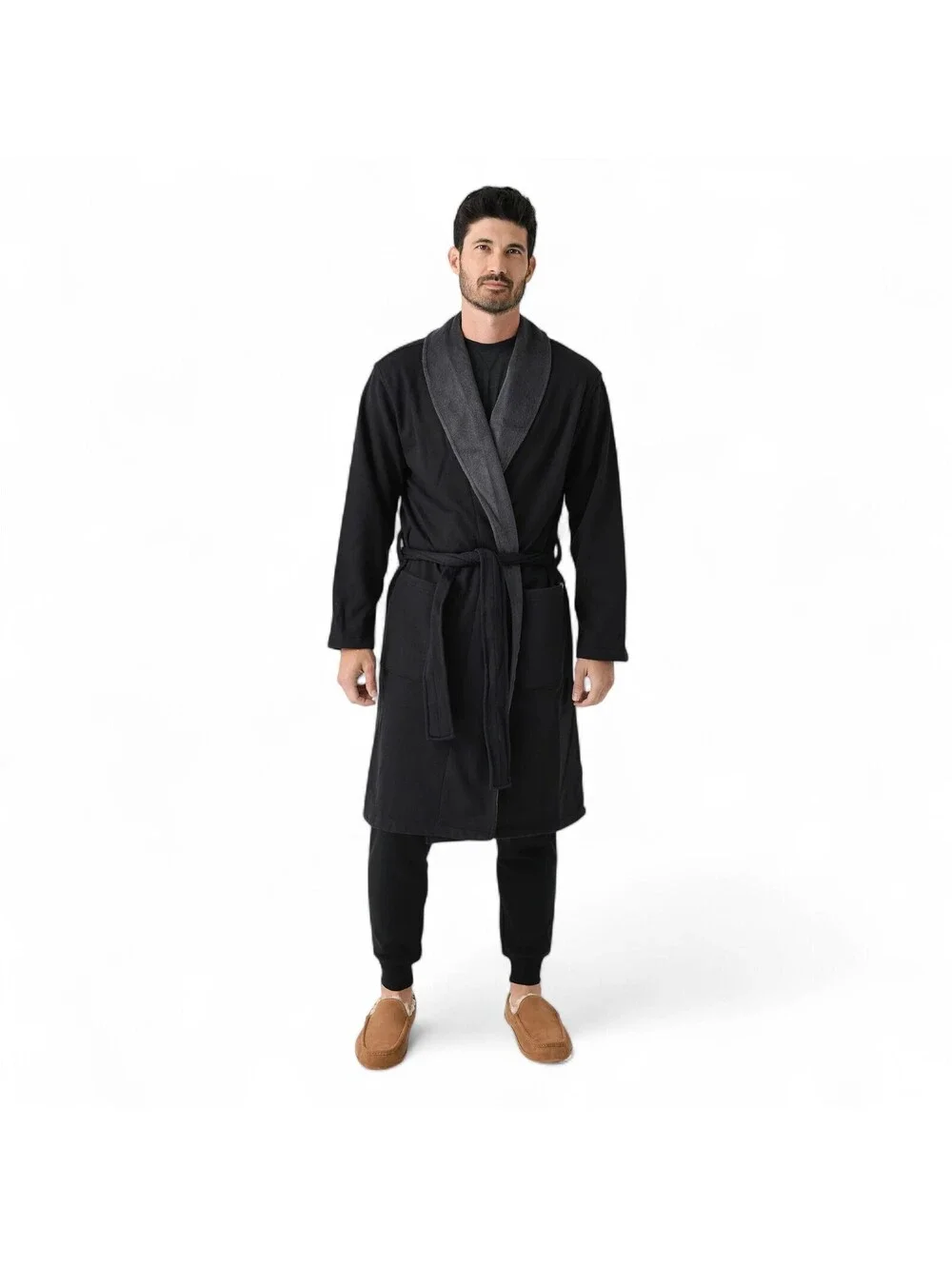 Ugg Men's Luxurious Robe Pockets Black Mens Size XL/XXL Heavyweight Thermal Goth